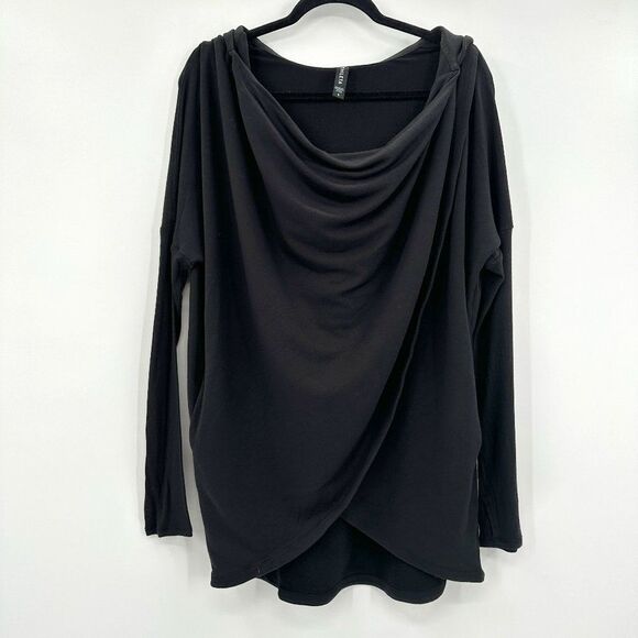 Athleta Purana Wrap Oversized Modal Hoodie Black Sweatshirt Size S - Picture 2 of 13